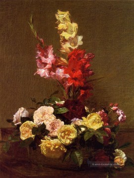  blumen - Gladiolen und Rosen Blumenmaler Henri Fantin Latour